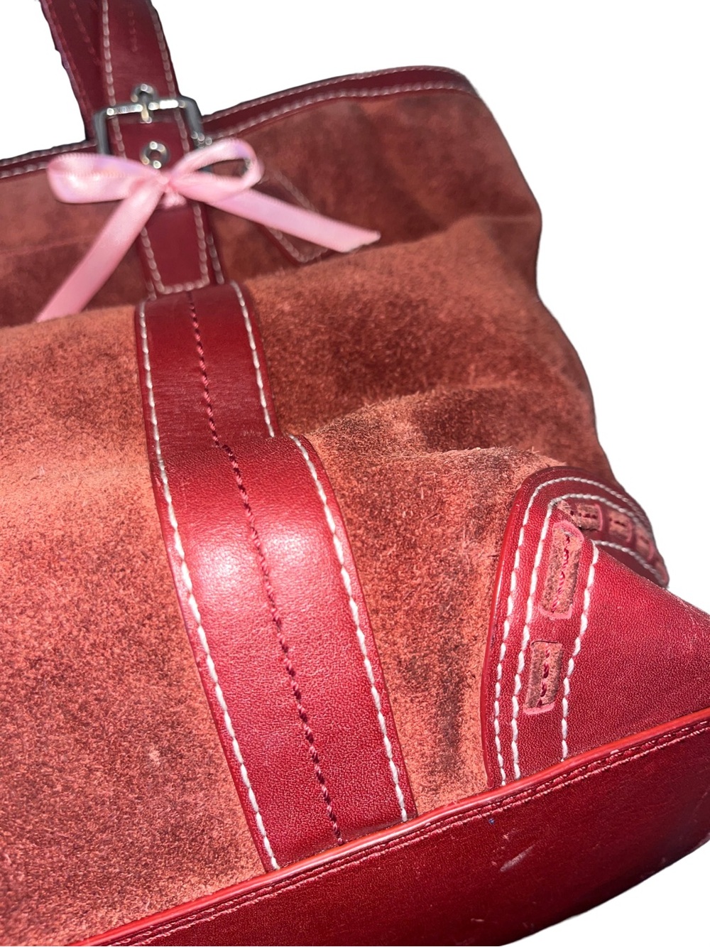 Coach Burgundy Suede Tote - Picture 8 of 15